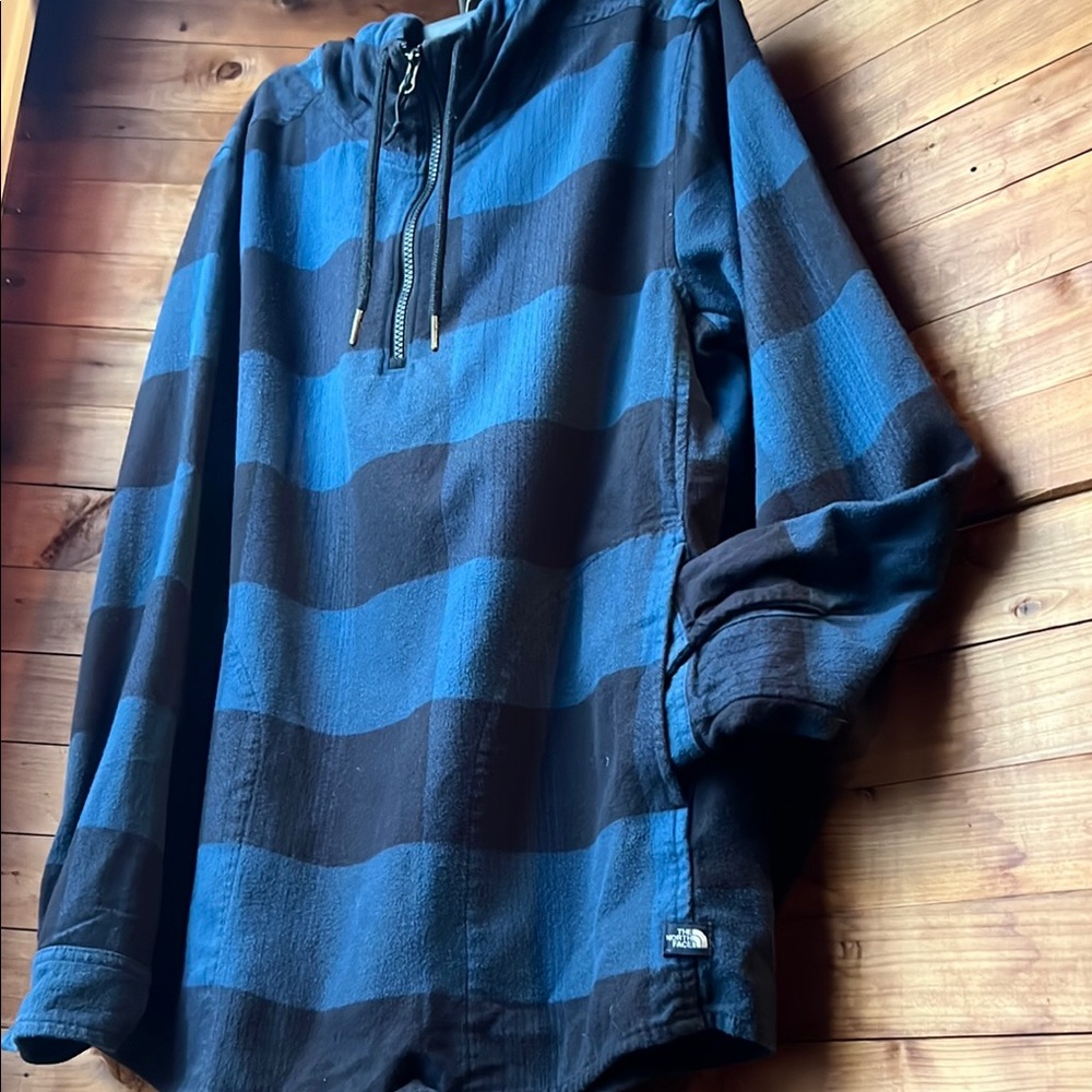 The North Face Blue and Black Striped Hoodie